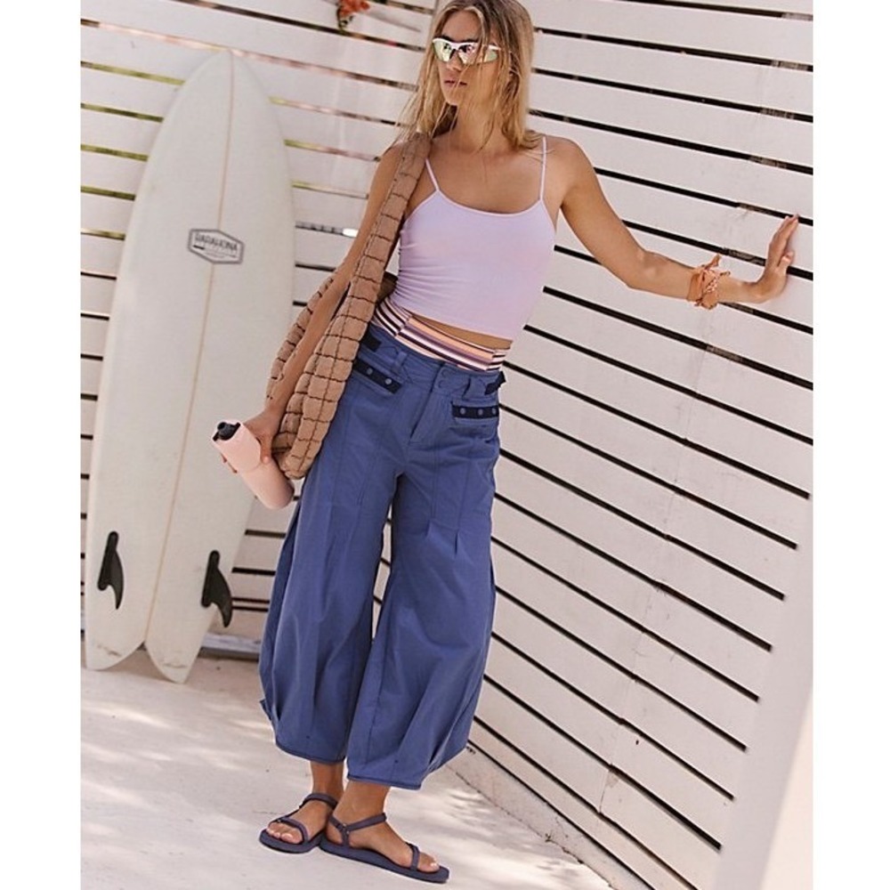 NWT FP Movement x Free People Elevate Crop Pants Blue Size XL Athleisure Travel